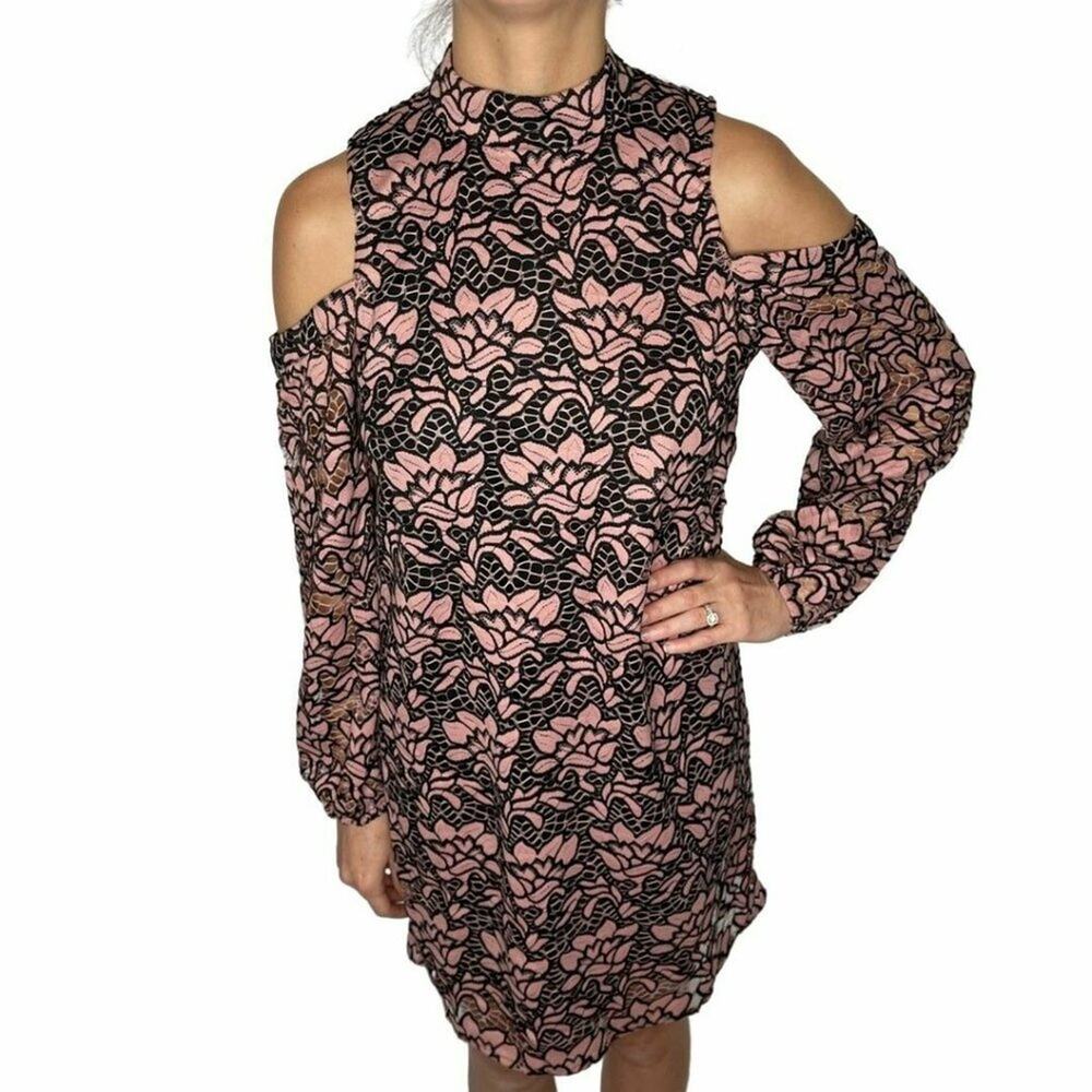 Leyden Women's Black Dress & Pink Lace Overlay Size XS